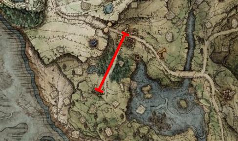 Map showing the distance between Church of Elleh and Gatefront Ruins